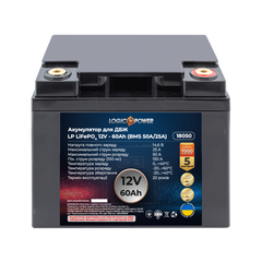 Аккумулятор LP LiFePO4 для ИБП 12V - 60 Ah (BMS 50A/25А) пластик
