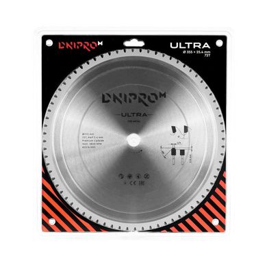 Пильний диск Dnipro-M Ultra 355 мм 25.4 72T (по металу)