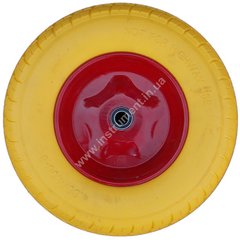 Колесо для тачки полиуретановое цельное желтое Forte 4.80/4.00-8"