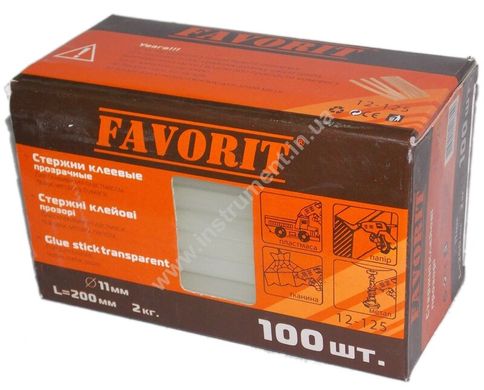 Клеевые стержни прозрачные FAVORIT 12-125, 11 мм, 100 шт. х 200 мм, 2 кг