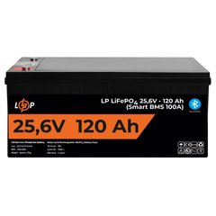 Акумулятор LP LiFePO4 25,6V - 120 Ah (3072Wh) (Smart BMS 100А) з BT пластик для ДБЖ