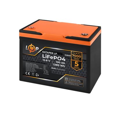 Акумулятор LP LiFePO4 12,8V - 100 Ah (1280Wh) (BMS 80A/40А) пластик для ДБЖ