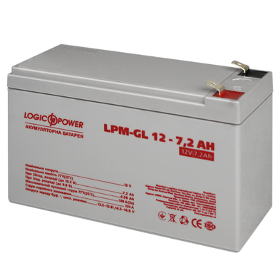 Акумулятор гелевий LPM-GL 12V - 7.2 Ah
